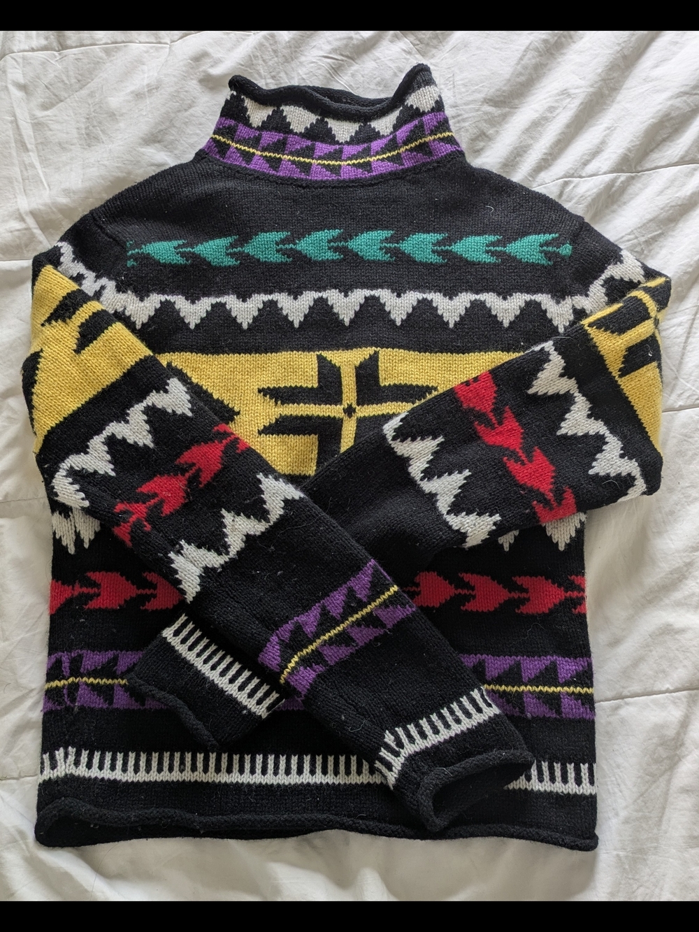 Geo-Motif Rolled-Edge Turtleneck Sweater - Ralph Lauren